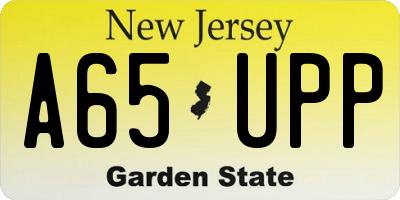 NJ license plate A65UPP
