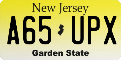 NJ license plate A65UPX