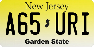 NJ license plate A65URI