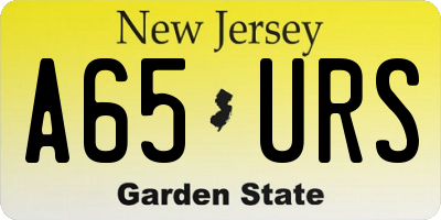 NJ license plate A65URS