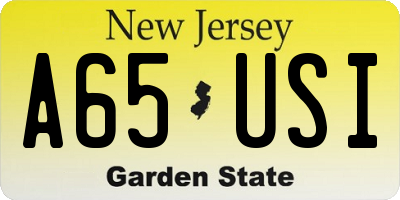 NJ license plate A65USI