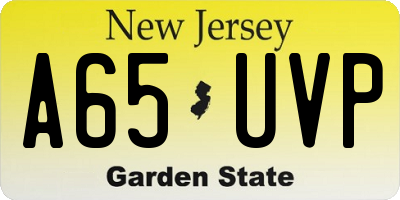 NJ license plate A65UVP