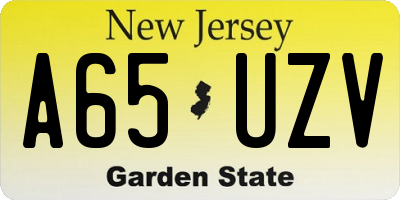NJ license plate A65UZV
