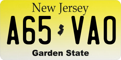 NJ license plate A65VAO