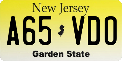 NJ license plate A65VDO