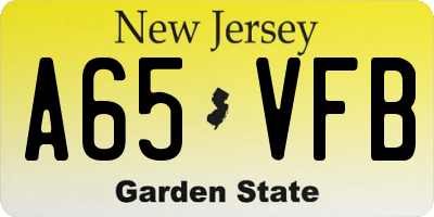 NJ license plate A65VFB
