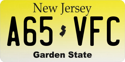 NJ license plate A65VFC