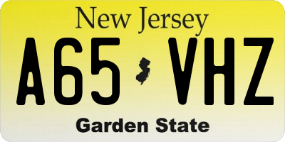 NJ license plate A65VHZ
