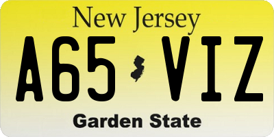 NJ license plate A65VIZ