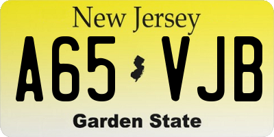 NJ license plate A65VJB