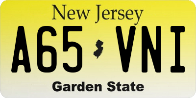 NJ license plate A65VNI