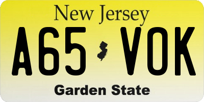 NJ license plate A65VOK