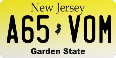 NJ license plate A65VOM