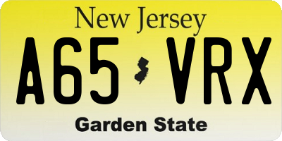 NJ license plate A65VRX