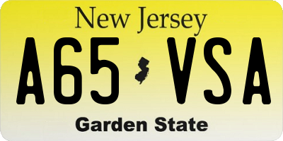 NJ license plate A65VSA