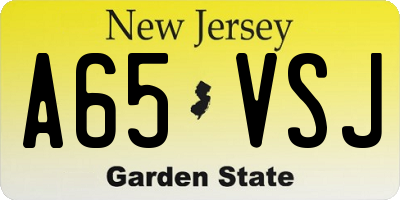 NJ license plate A65VSJ