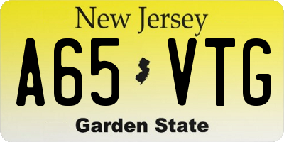 NJ license plate A65VTG