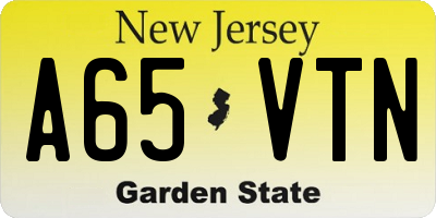 NJ license plate A65VTN