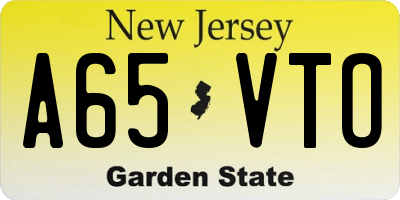 NJ license plate A65VTO