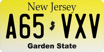 NJ license plate A65VXV