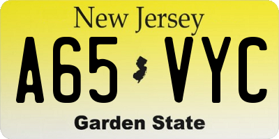 NJ license plate A65VYC