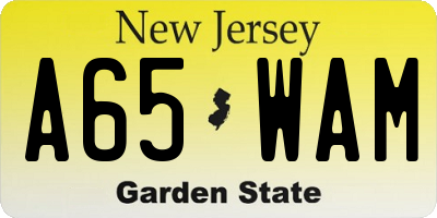 NJ license plate A65WAM