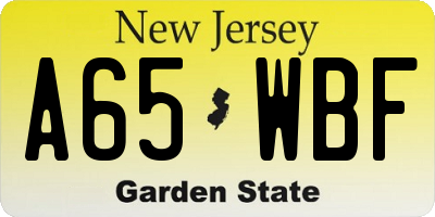 NJ license plate A65WBF