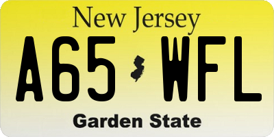 NJ license plate A65WFL