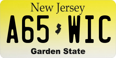 NJ license plate A65WIC