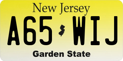 NJ license plate A65WIJ