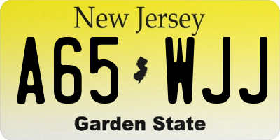 NJ license plate A65WJJ