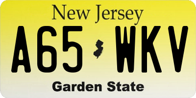 NJ license plate A65WKV