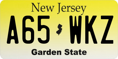 NJ license plate A65WKZ