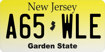 NJ license plate A65WLE