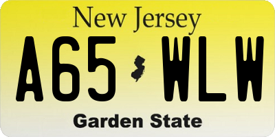 NJ license plate A65WLW