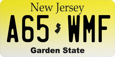 NJ license plate A65WMF