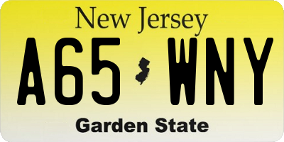 NJ license plate A65WNY