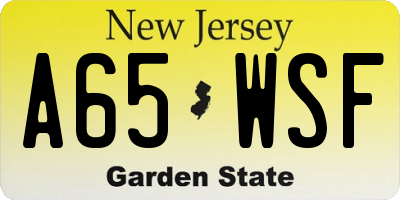 NJ license plate A65WSF