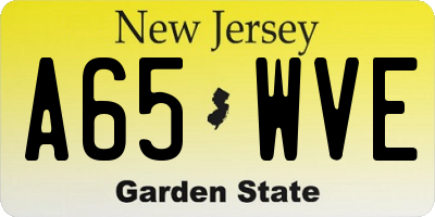 NJ license plate A65WVE