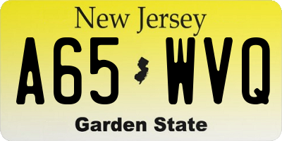 NJ license plate A65WVQ
