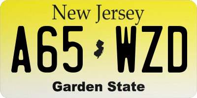 NJ license plate A65WZD