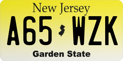 NJ license plate A65WZK