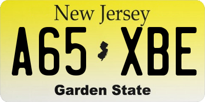NJ license plate A65XBE