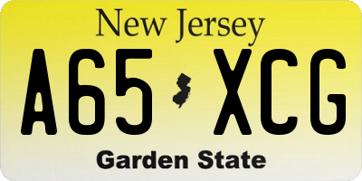 NJ license plate A65XCG