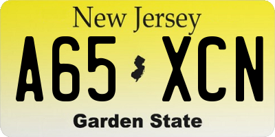 NJ license plate A65XCN