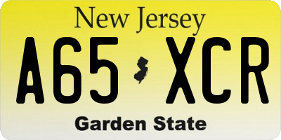 NJ license plate A65XCR