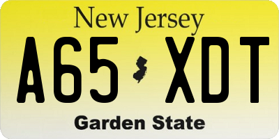 NJ license plate A65XDT
