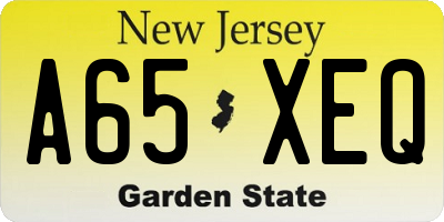 NJ license plate A65XEQ