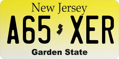 NJ license plate A65XER