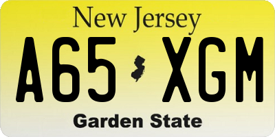 NJ license plate A65XGM